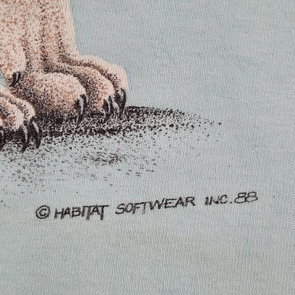 Vintage 1988 Habitat Softwear Alaska Wolf Shirt Medium 20x26 Light Blue USA - Picture 5 of 16